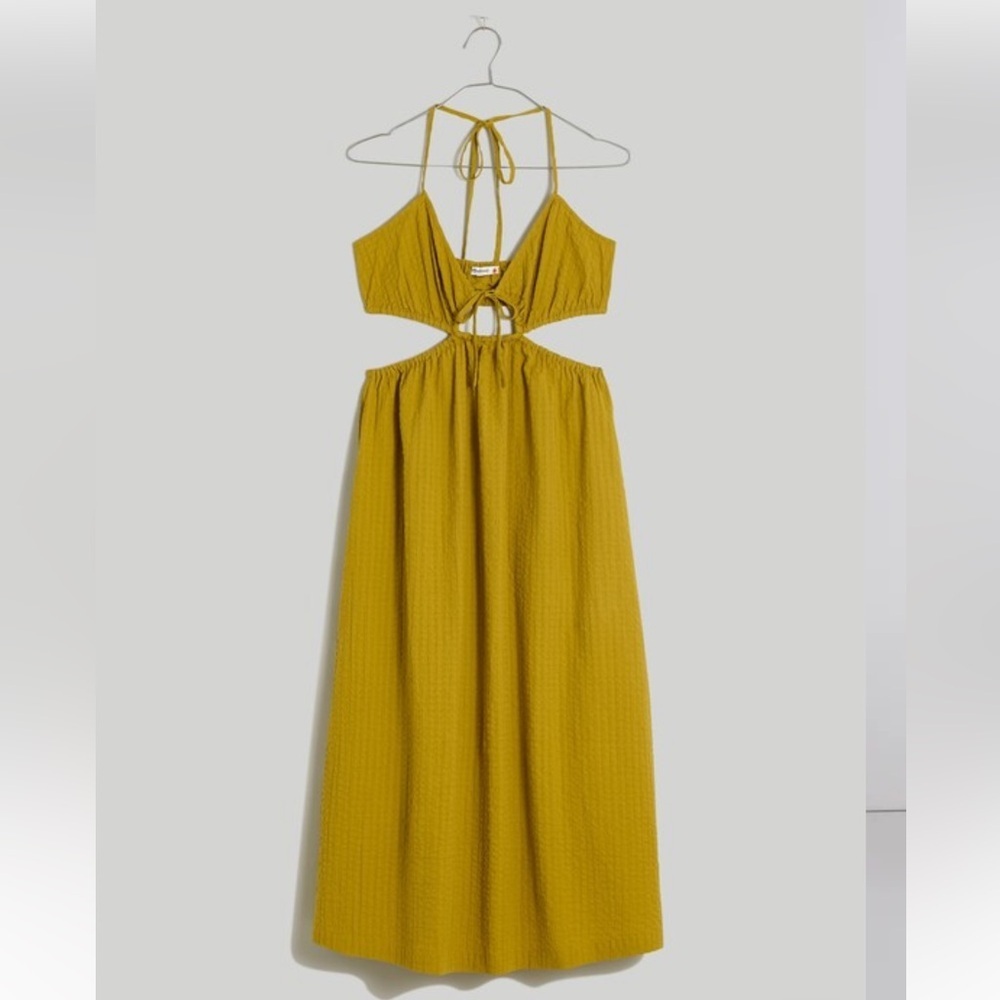 Madewell Seersucker Tie-Front Cutout Midi Dress - Color:
Citrus Lime